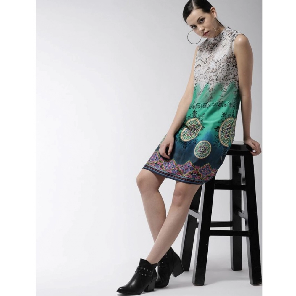 Generic Women's Polyester Printed Sleeveless Above Knee Dress (Multicolor) - Image 5