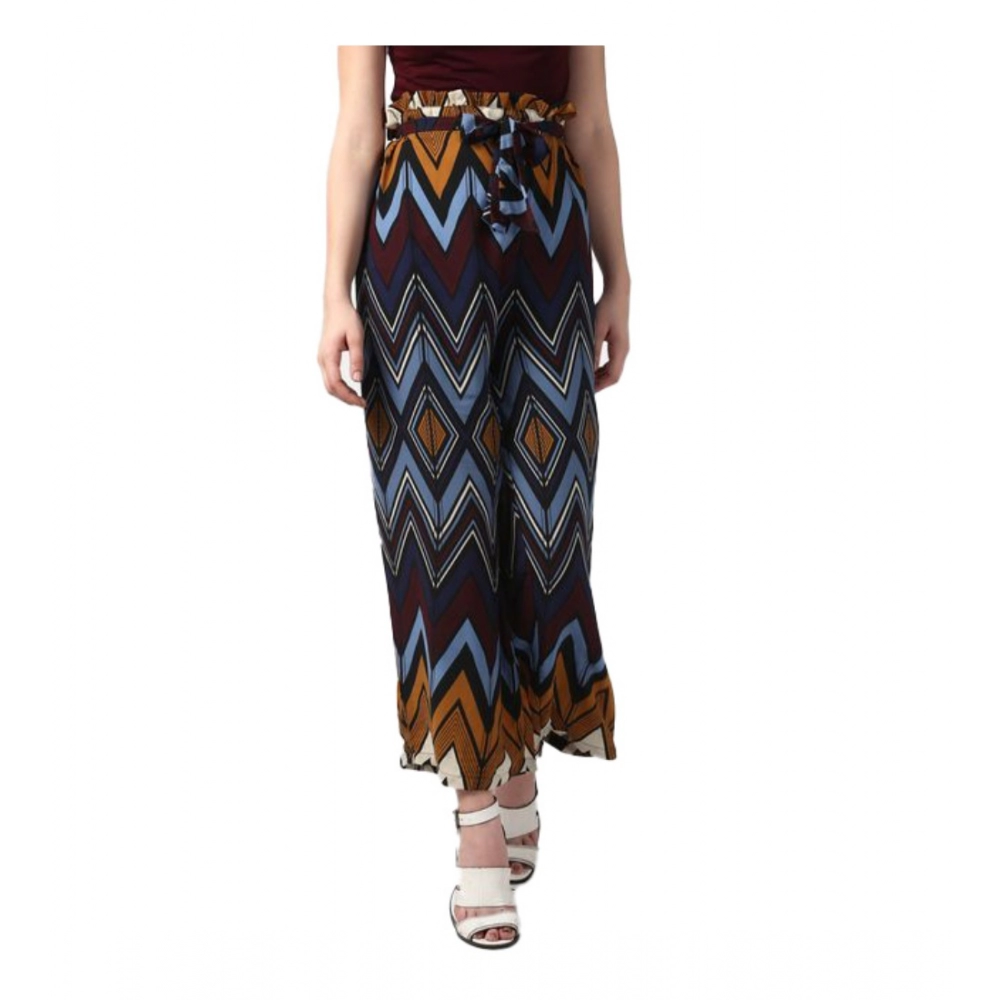 Generic Women’s Polyester Chevron Elasticated Trousers (Multicolor)