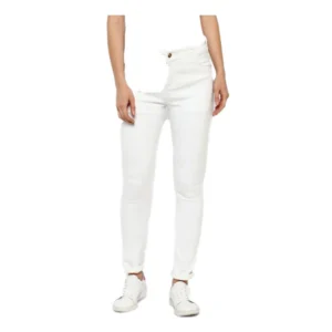 Generic Women's Denim Solid Buttoned Jeans (White)