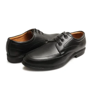 Generic Men's Casual Faux Leather Solid Lace-Up Formal Shoes (Black)