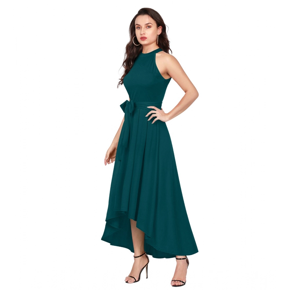 Generic Women's Polyster Solid Halter Neck Sleeveless Dress (Morpichh) - Image 4