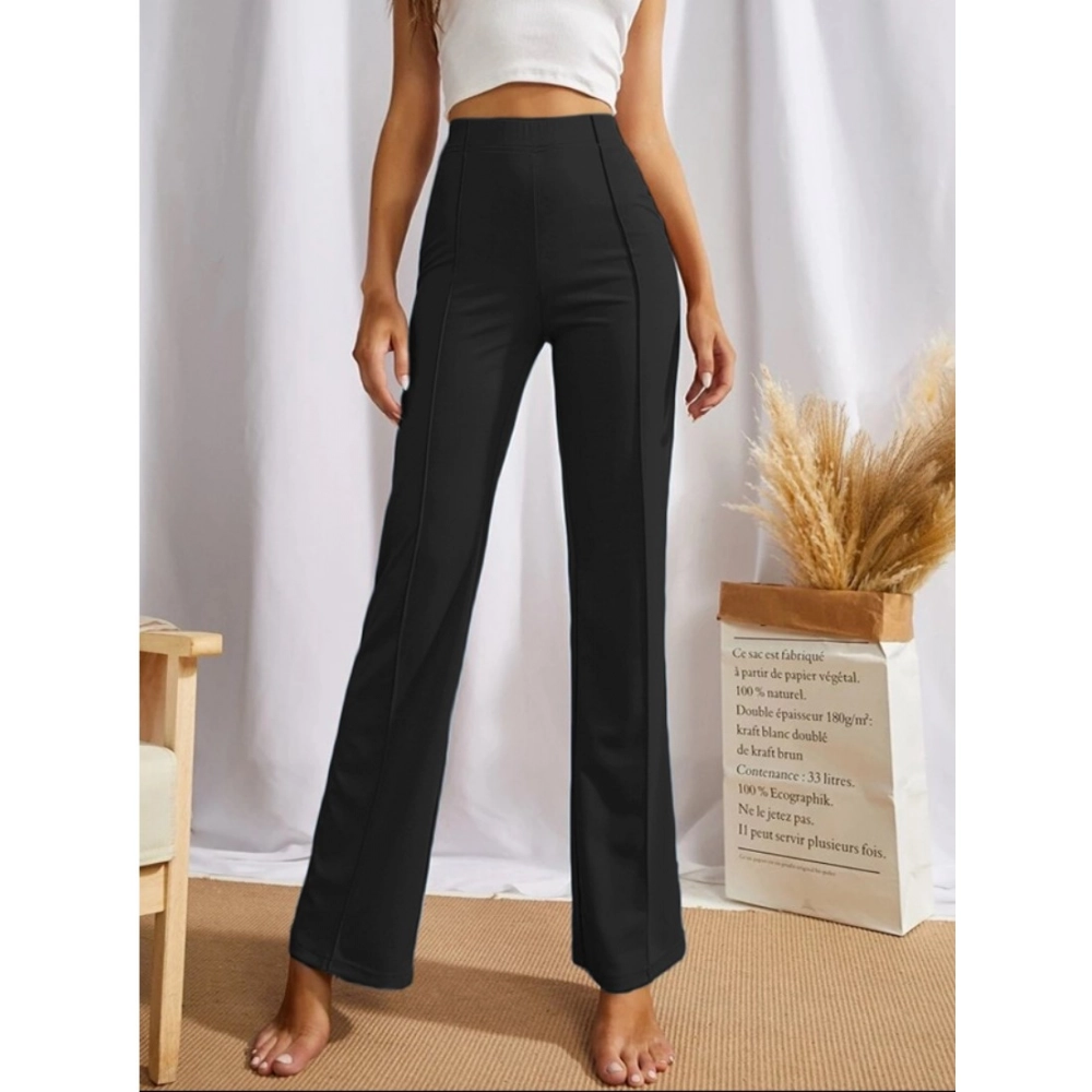 Generic Women’s Polyester Solid Regular Fit Pant (Black)