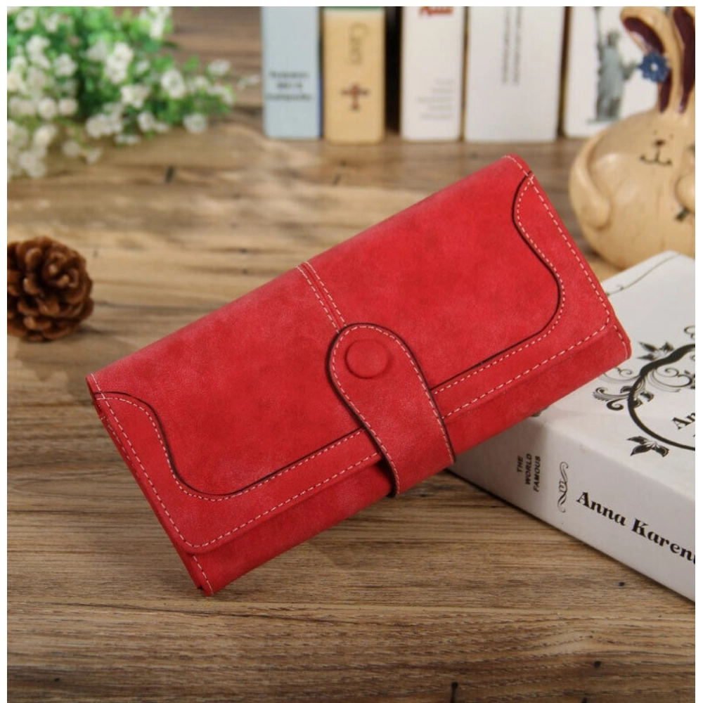 Generic Women's Faux Leather Medium Snap Button Wallet (Red) - Image 4