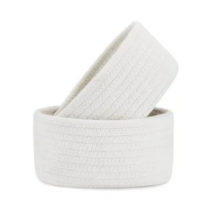 Generic Cotton Storage Rope Woven Baskets Pack of 2 (White)