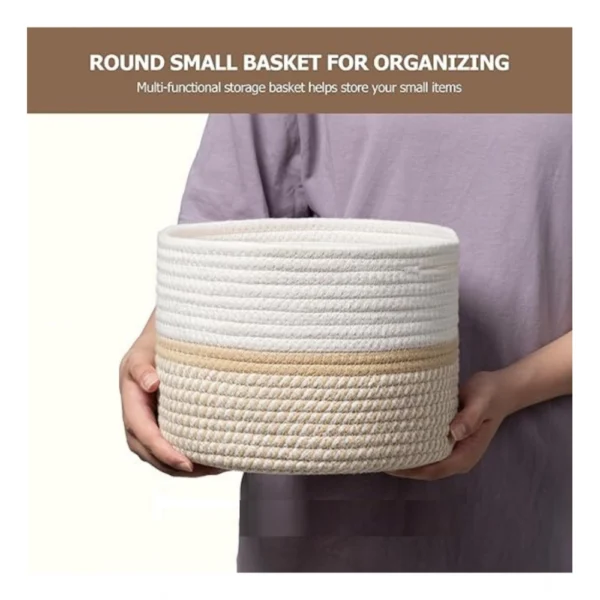 Generic Cotton Storage Rope Woven Baskets 9x7 Inch Pack of 1 (Beige) - Image 4
