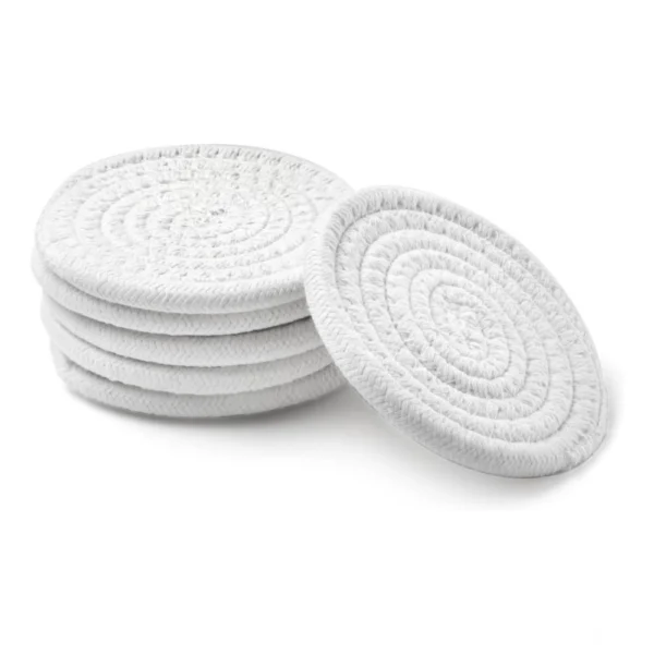 Generic Cotton Rope Drink Coasters 6 Pcs Set (White) - Image 2