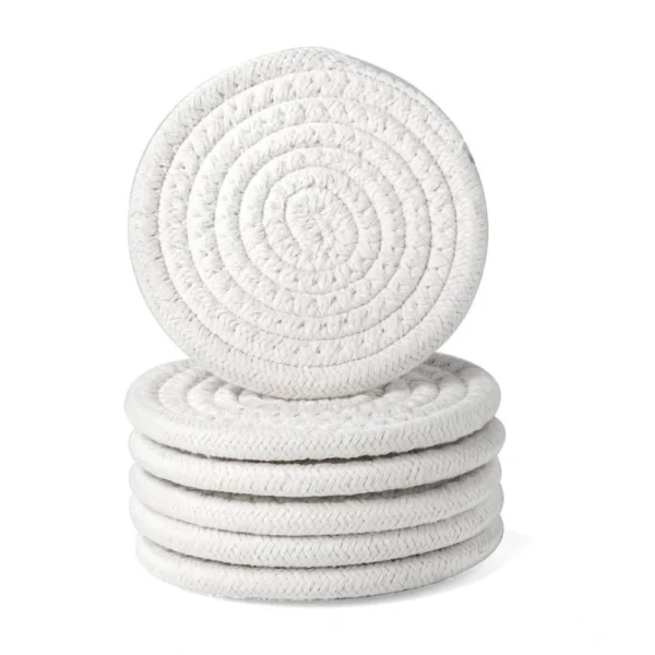Generic Cotton Rope Drink Coasters 6 Pcs Set (White) - Image 4