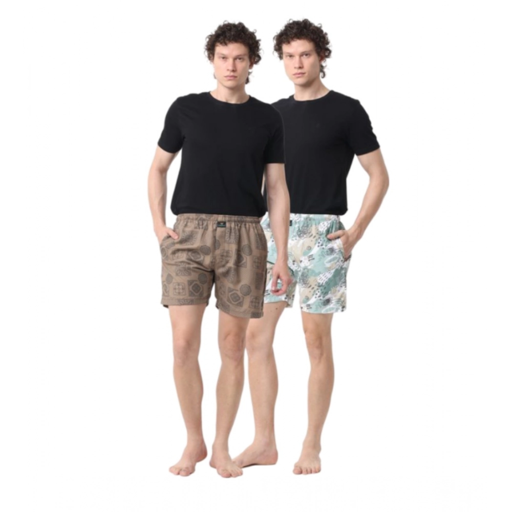 Generic Pack_of_2 Men's Polycotton Printed Boxer Shorts (Multicolor)