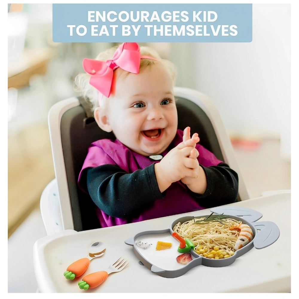 Generic Silicon Bunny Children Plate Tableware (Multicolor) - Image 3