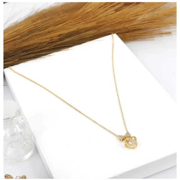 Generic Women's Stainless Steel Heart Shape Golden Delicate Pendent Chain (Gold Plated) - Image 3