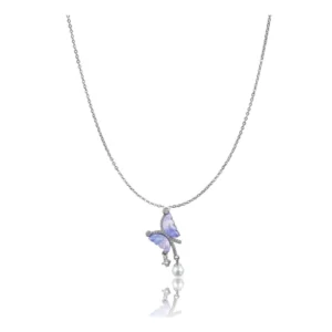 Generic Women's Stainless Steel Butterfly Dailywear Pendent Delicate Chain (Silver Plated)