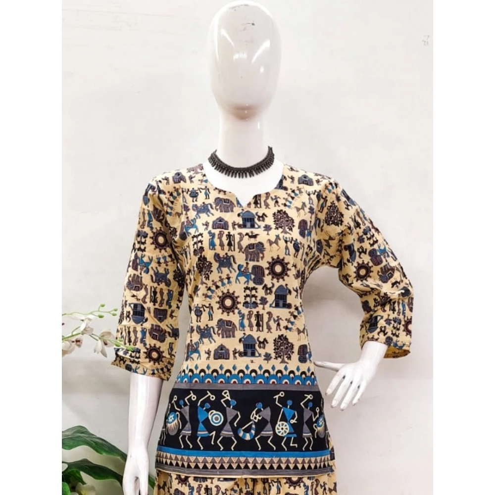 Generic Women's Cotton Jaipuri Printed 3-4th Sleeve Co ord Set (Multicolor) - Image 3