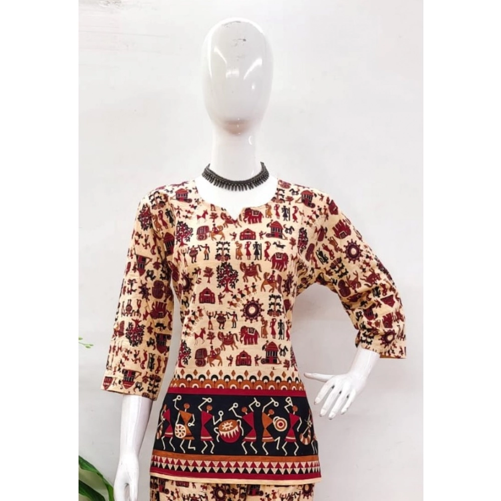 Generic Women's Cotton Jaipuri Printed 3-4th Sleeve Co ord Set (Multicolor) - Image 3