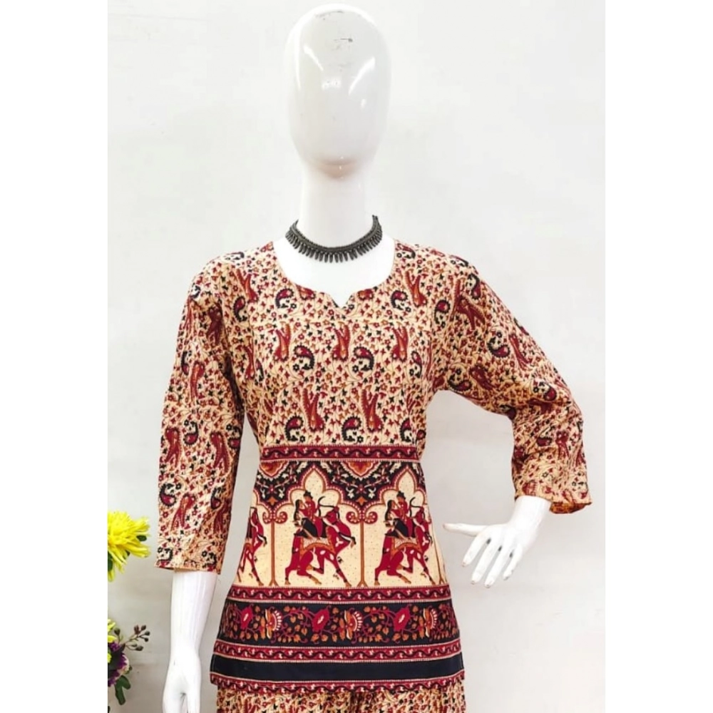 Generic Women's Cotton Jaipuri Printed 3-4th Sleeve Co ord Set (Multicolor) - Image 3