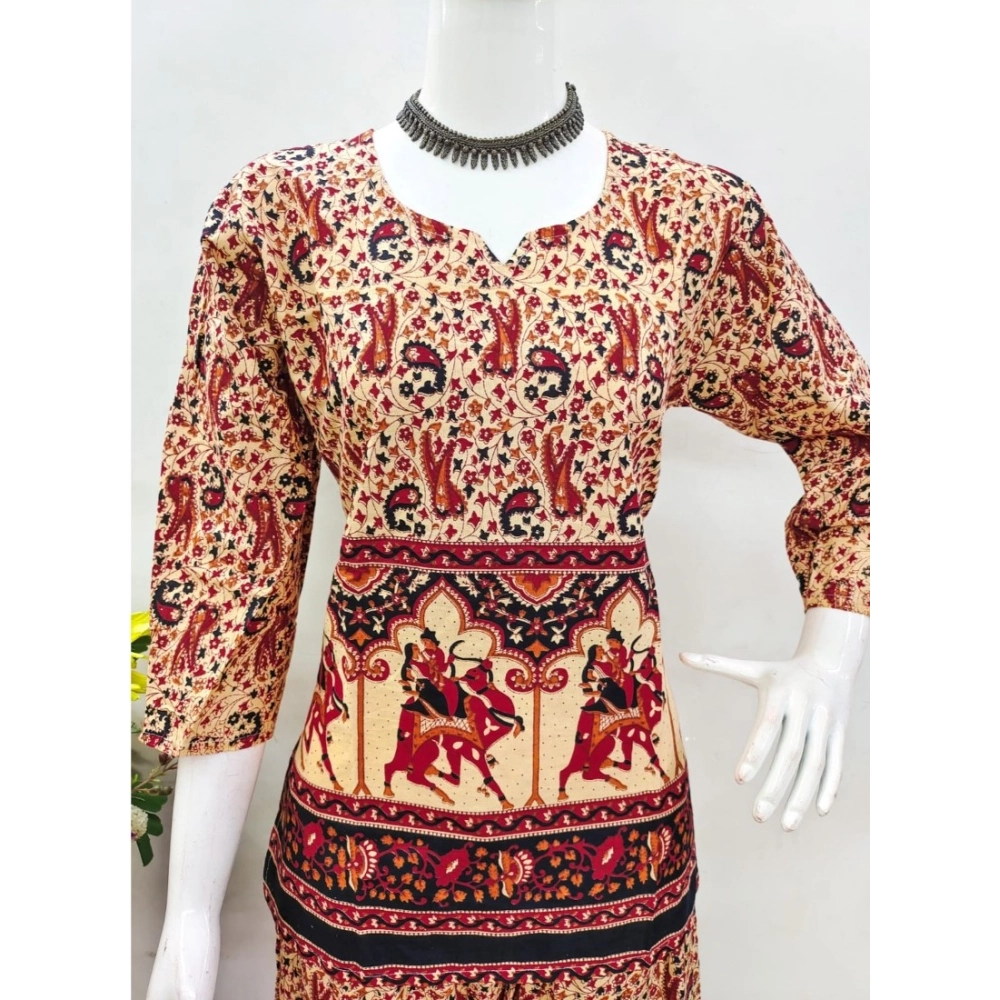 Generic Women's Cotton Jaipuri Printed 3-4th Sleeve Co ord Set (Multicolor) - Image 4