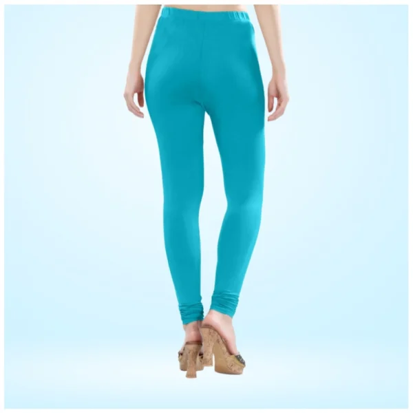 Generic Women's Cotton Blended Solid Churidar leggings (Turquoise Blue) - Image 4