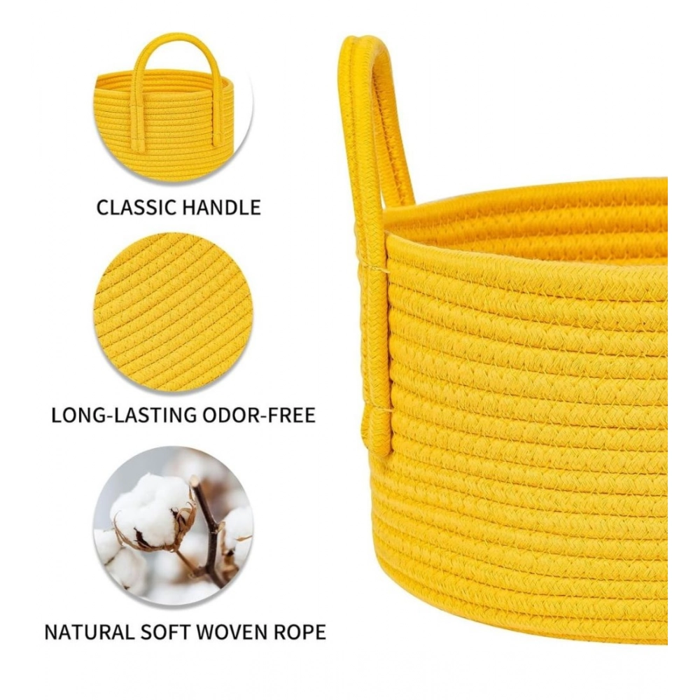 Generic Cotton Basket Inch Pack of 1 Storage Basket For Clothes (Yellow) - Image 3