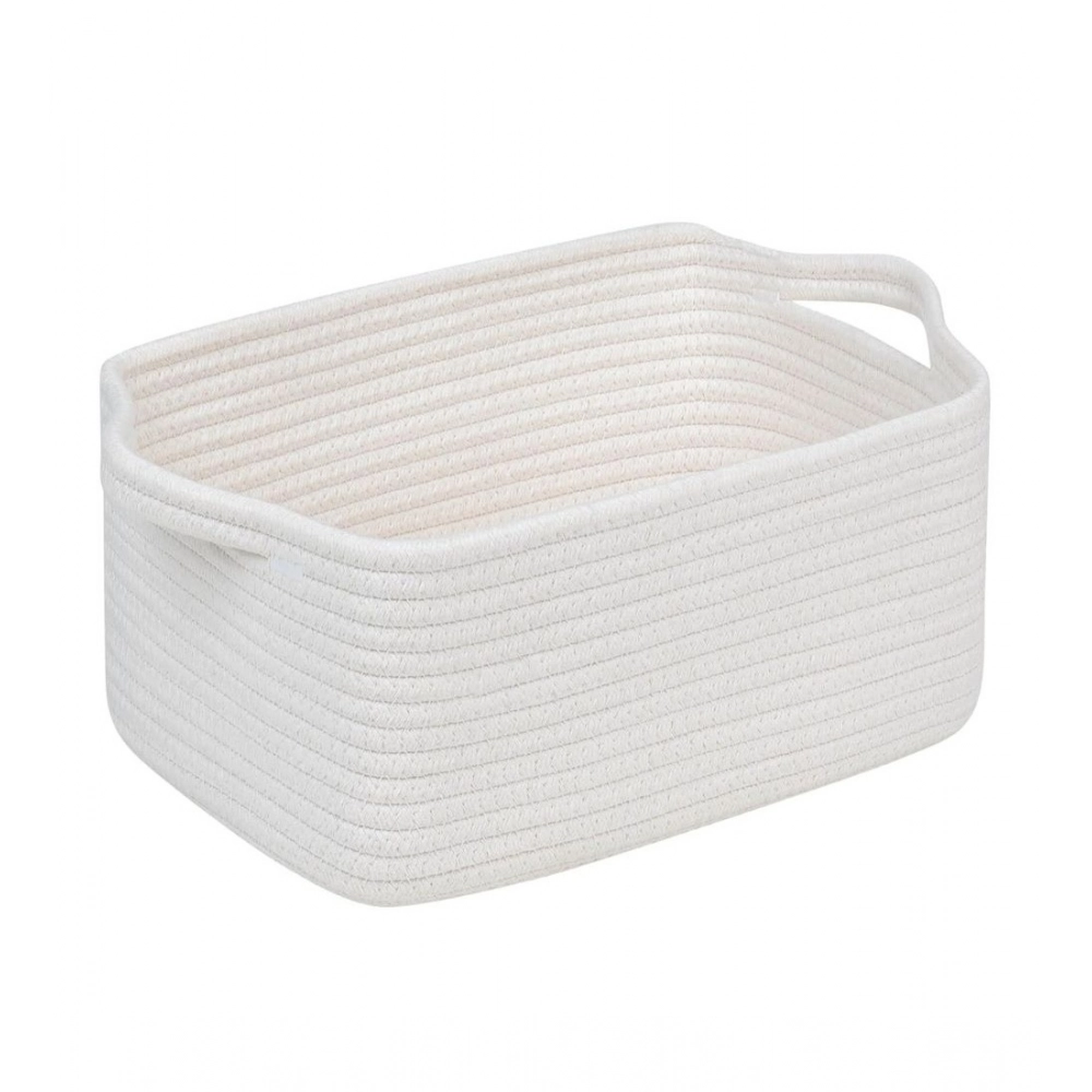 Generic Cotton Basket Pack of 1 Storage Basket For Clothes (White)