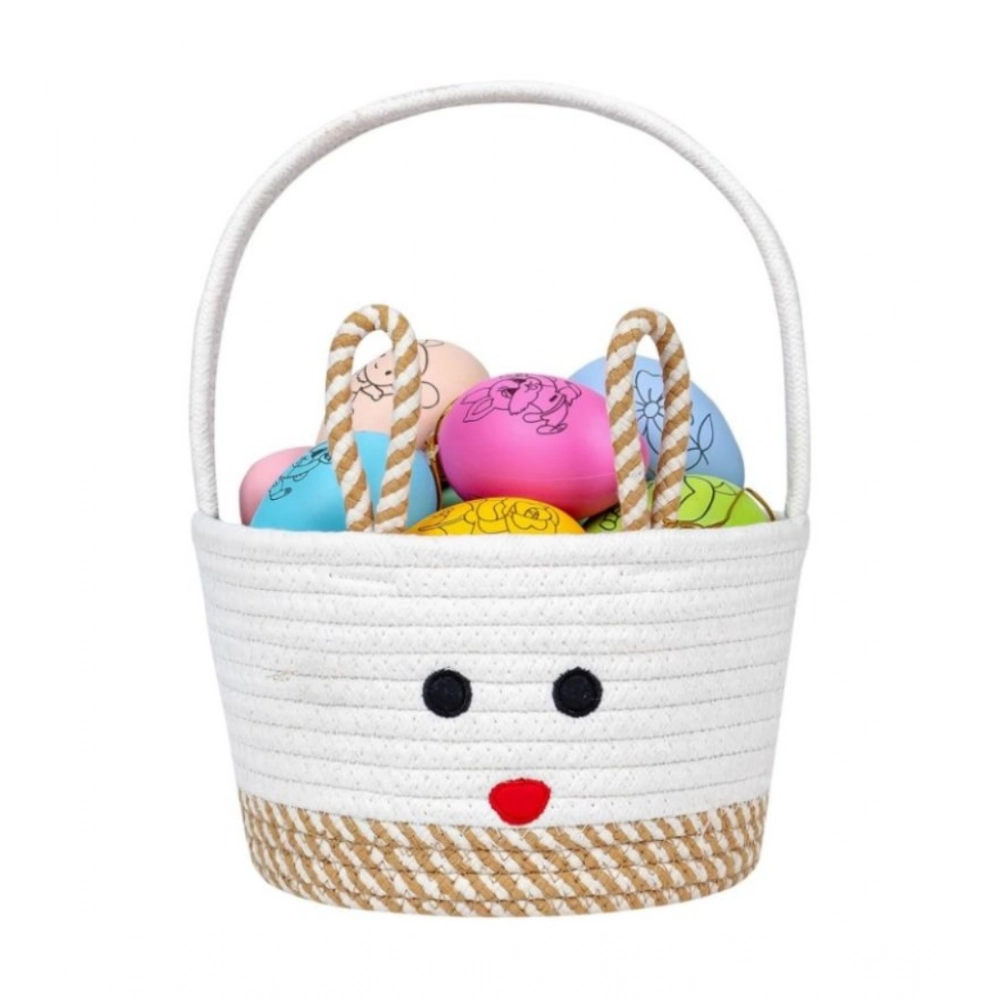 Generic Cotton Toy Bucket Pack of 1 Storage Basket For Clothes (Beige) - Image 3