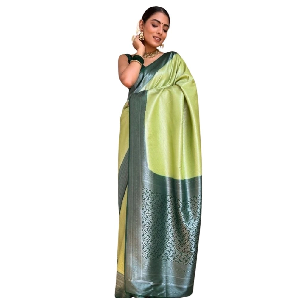 Generic Women’s Silk Printed Saree With Unstitched Blouse 5.5Mtr (Sea Green)