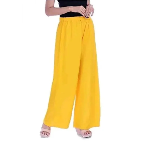 Generic Women's Casual Rayon Solid Ankle Length Palazzo (Yellow , Free Size) - Image 2