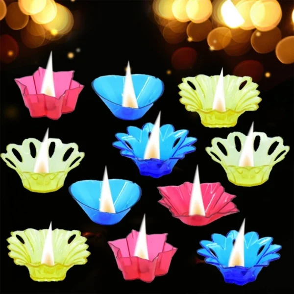 Generic Pack Of 3_(12 Pieces Set)_Multi Shape Plastic Candle Cup (Color: Assorted) - Image 4
