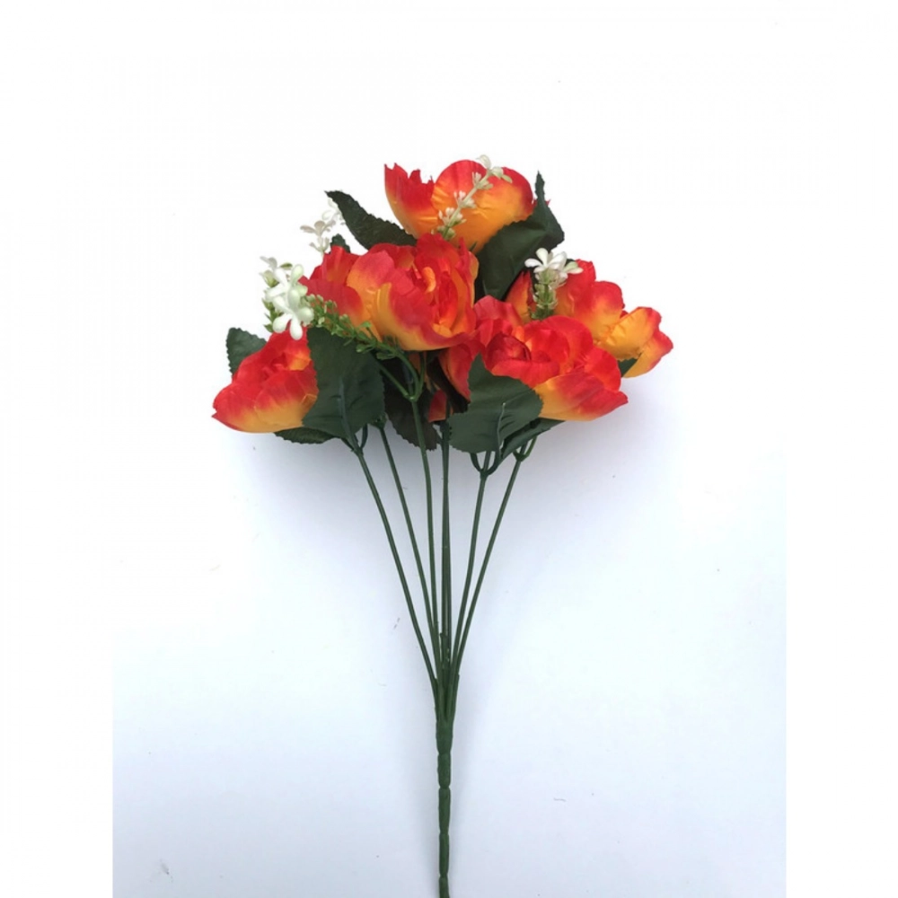 Generic Artificial Flowers Bunch Bouquet Of 7 Poppy Flowers For Home Decoration (Orange, Material:Silk, Polyester) - Image 4