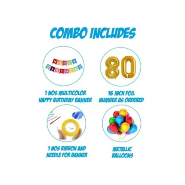 Generic 12Th Happy Birthday Decoration Combo With Multi Color Banner (Multicolor) - Image 2