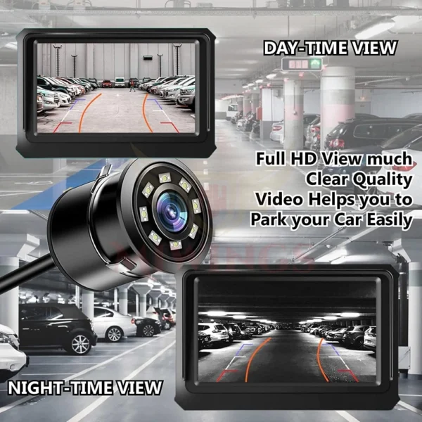 Generic Car Rear View Backup Camera 170 Wide Angle Hd Cmos Auto Parking Assistance Reverse (Black) - Image 3