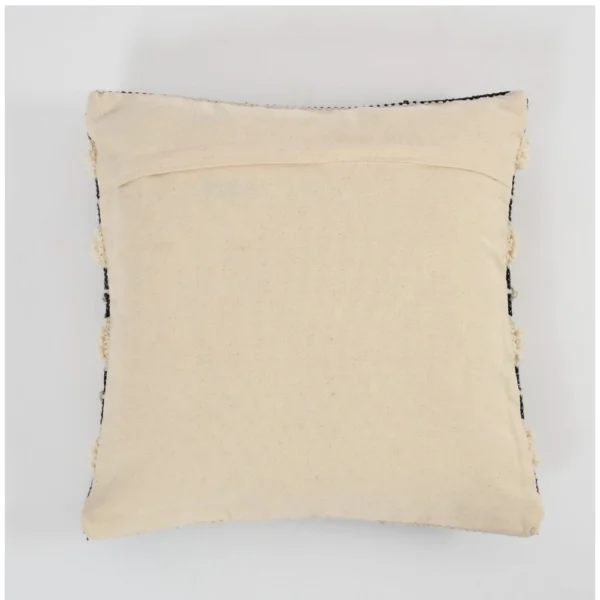 Generic Cotton Striped Handcrafted Pit Loom Cushion Cover 16x16 Inch Pack of 2 (Black Cream) - Image 3