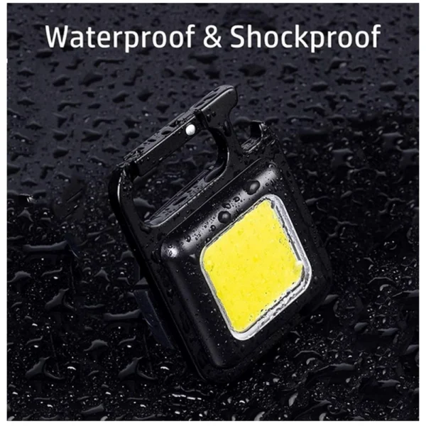 Generic Metal COB Keychain Light,Rechargeable Led Small Flashlight 500 Lumens Brigh Pack of 1 (Black) - Image 2