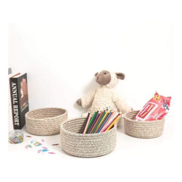 Generic Cotton 8x3 Inch Kidi Round 3 Set Bedside Organizer (Kidi) - Image 4