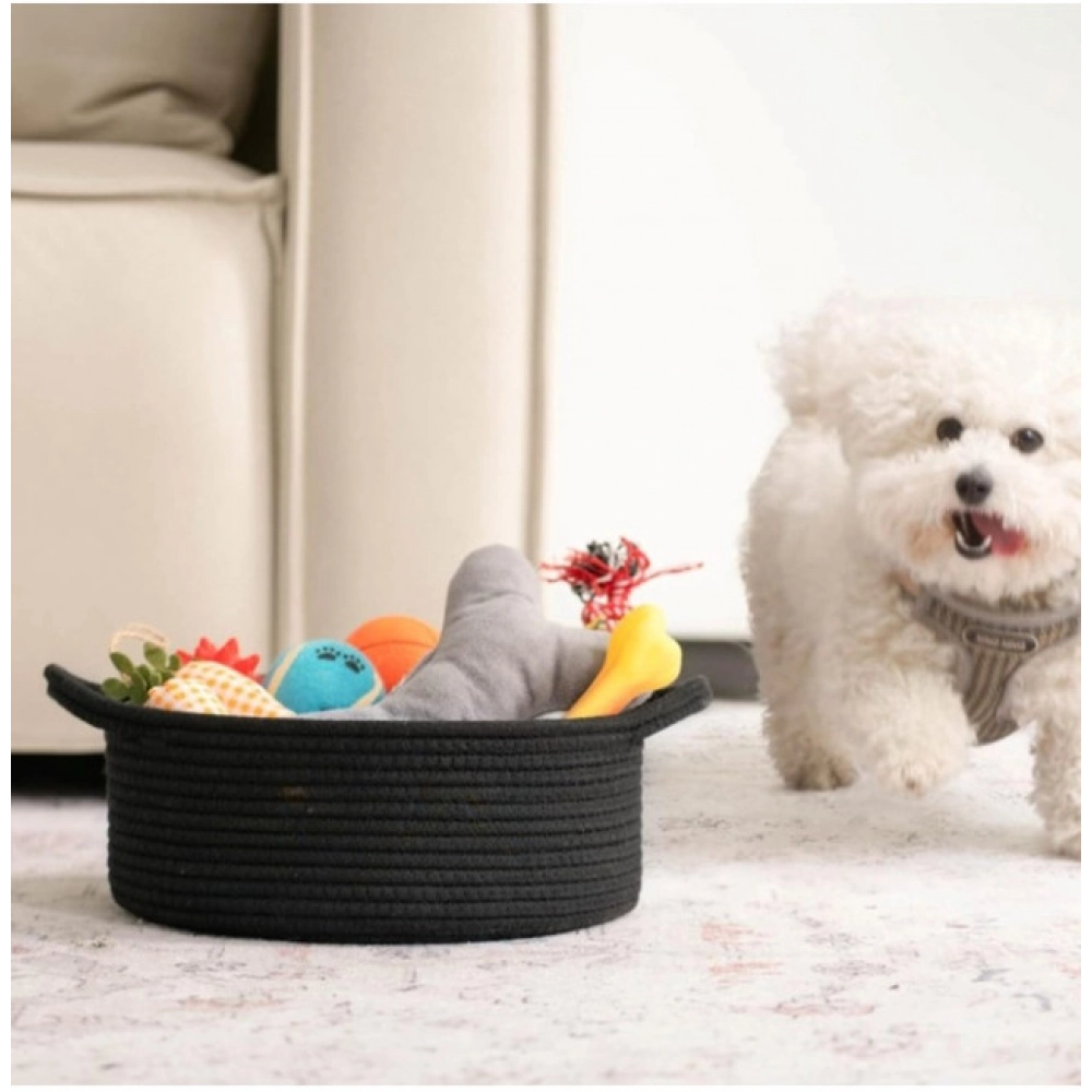 Generic Cotton 8x3 Inch Round Bedside Organizer (Black) - Image 4