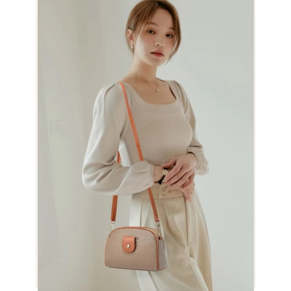 Generic Women's PU Leather Zipper Sling Bag (Khakhi) - Image 4