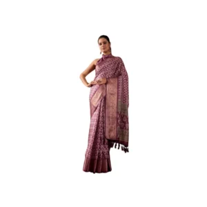 Generic Women's Faux_Banarasi Woven Saree With Unstitched Blouse 5.5Mtr (Purple)