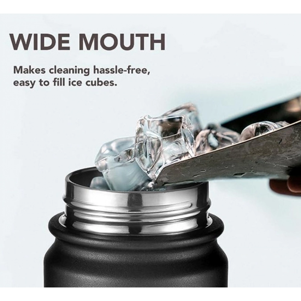 Generic 650 Ml Double Wall Insulated Stainless Steel Water Bottle With Flip Lid (Black) - Image 3