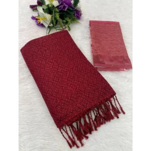 Generic Women's Chiffon Zigzag lines Saree With Unstitched Blouse 5.5Mtr (Maroon)