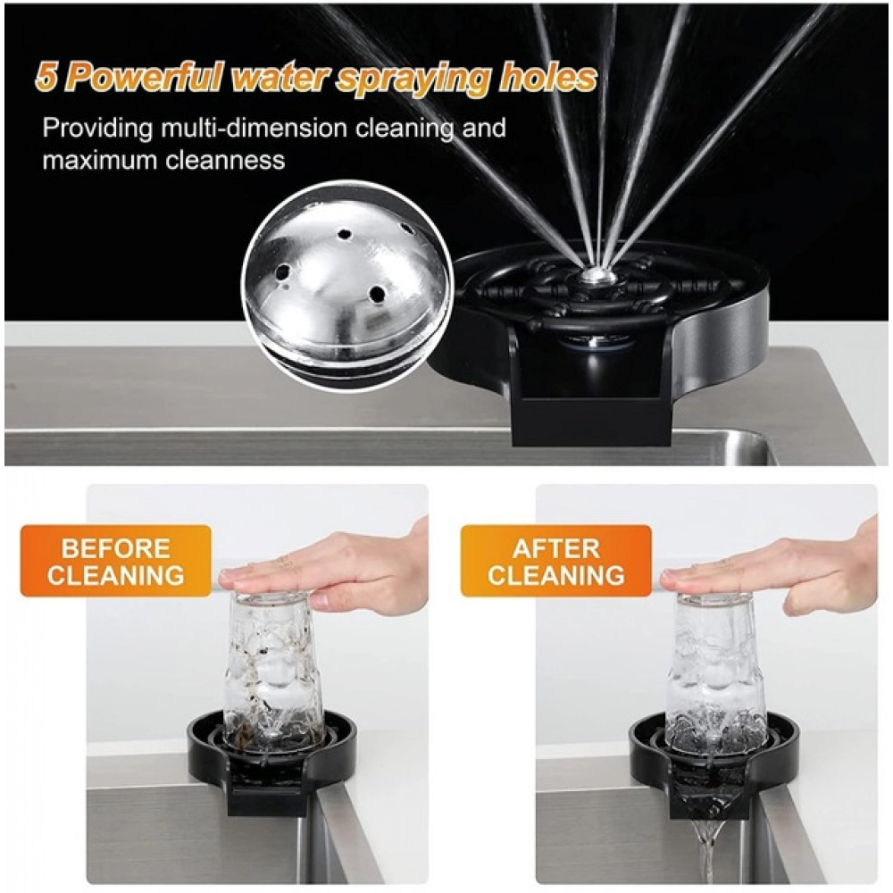 Generic Steel, Plastic Automatic Cup Rinser, Bottle Cleaner, Glass Rinser for Kitchen Sinks - Image 3