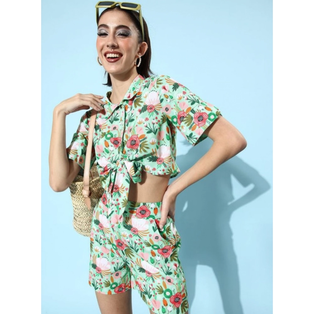 Generic Women's Polyester Floral Short Sleeve Co-Ord Set (Multicolor) - Image 3