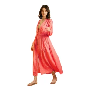 Generic Women's Polyester Floral Long Sleeves Shrug (Pink)