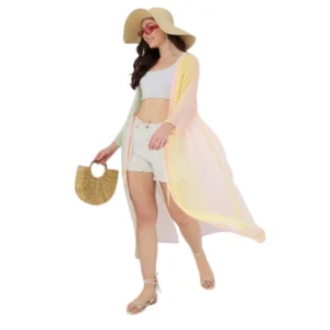 Generic Women's Georgette Ombre Short Sleeve Shrug (Multicolor)