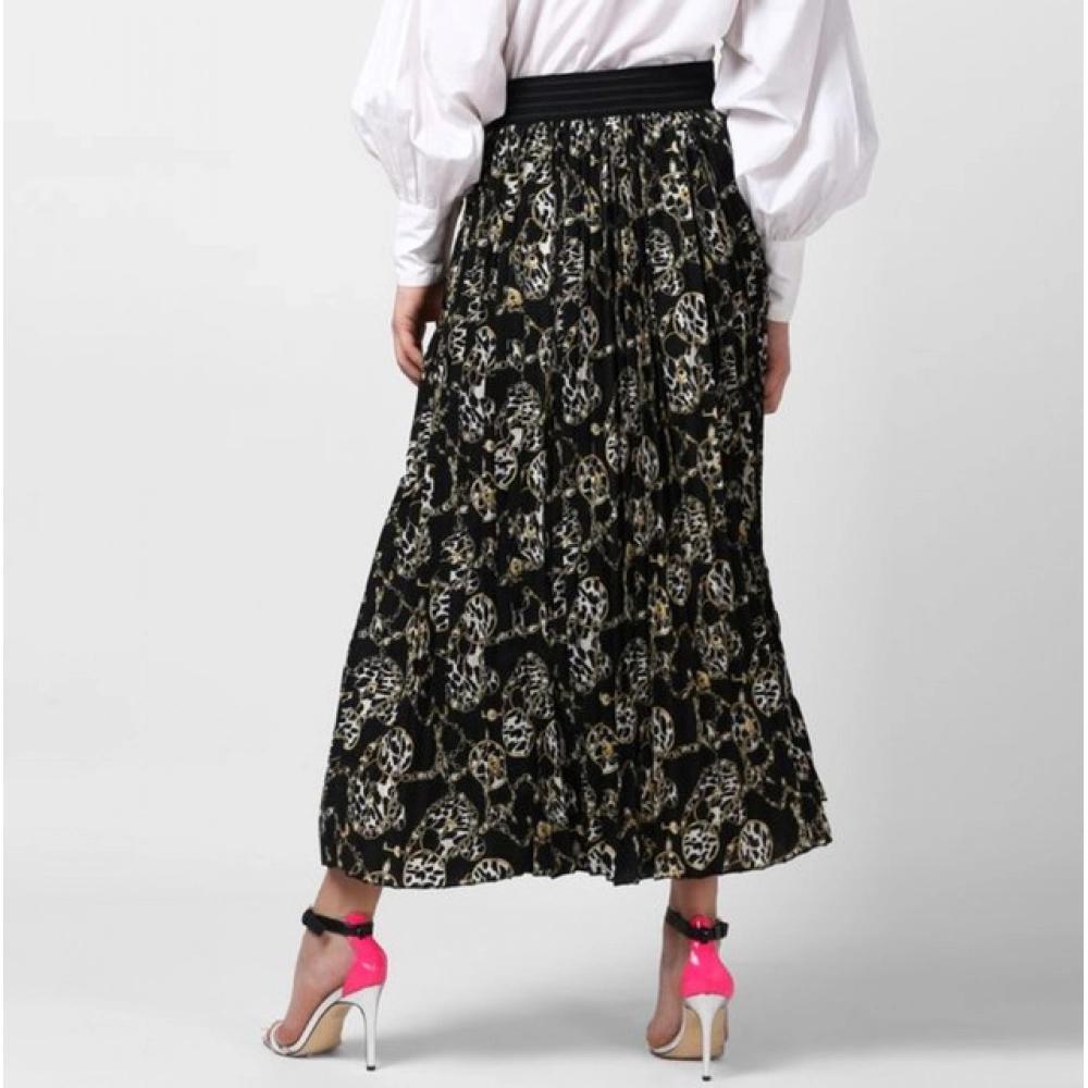 Generic Women's Georgette Chain Print Elasticated Skirt (Black-Cream) - Image 5