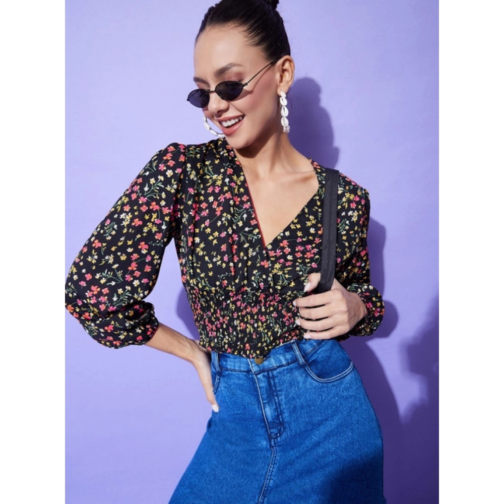 Generic Women's Polyester Floral Long Sleeves Top (Multicolor) - Image 5