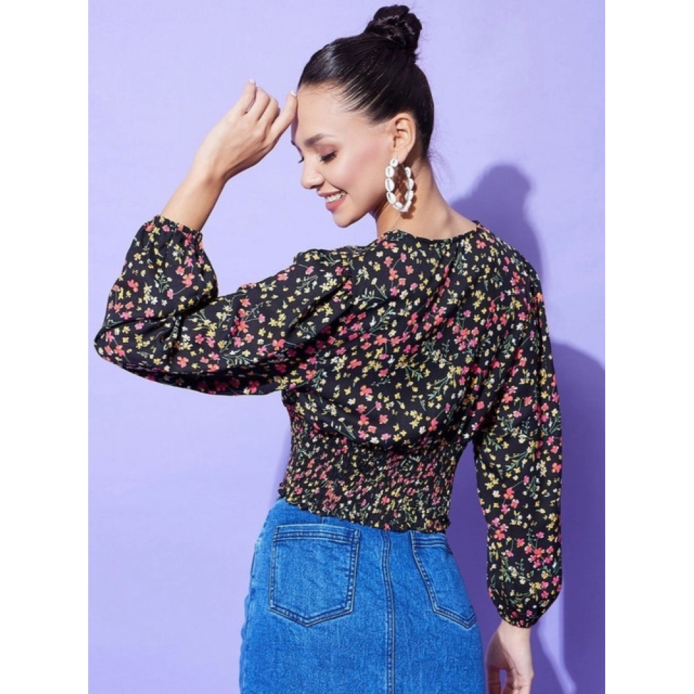 Generic Women's Polyester Floral Long Sleeves Top (Multicolor) - Image 4