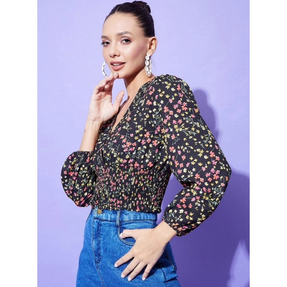 Generic Women's Polyester Floral Long Sleeves Top (Multicolor) - Image 3
