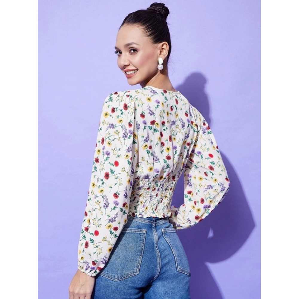 Generic Women's Polyester Floral Long Sleeves Top (Multicolor) - Image 5