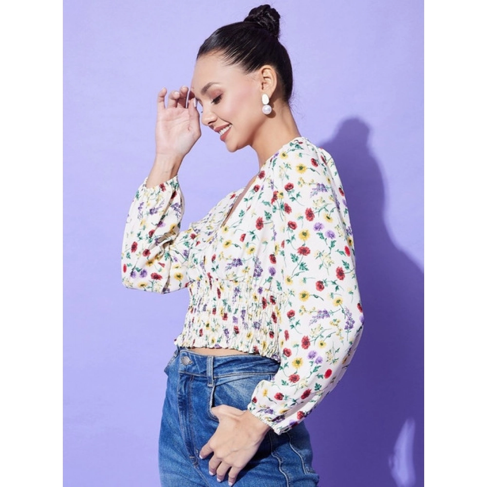 Generic Women's Polyester Floral Long Sleeves Top (Multicolor) - Image 4