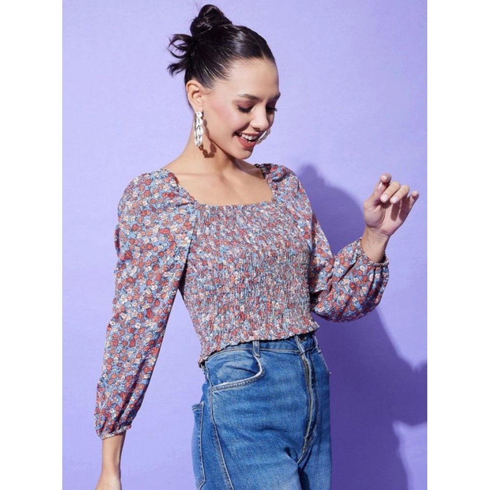 Generic Women's Polyester Floral Long Sleeves Top (Multicolor) - Image 5