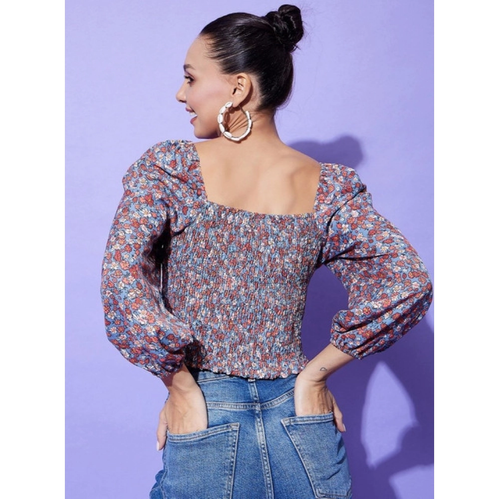 Generic Women's Polyester Floral Long Sleeves Top (Multicolor) - Image 3