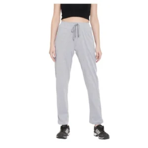 Generic Women's Cotton Solid Elasticated Track Pants (Light Grey)